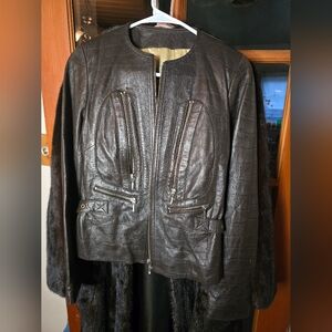 Women's Brown Leather Jacket Silk Lined Small